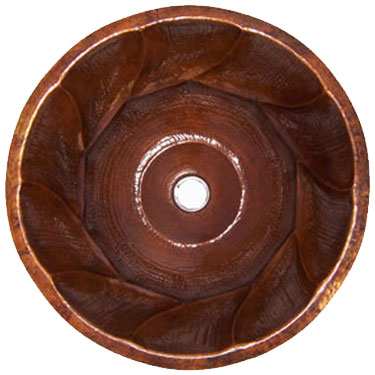Mexican Copper Hamered Patina Sink -- s6018 Round Sea waves